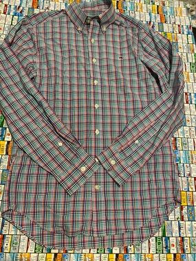 Vineyard Vines  Plaid Button-Down Shirt in Blue, Green & Pink. Slim fit Small